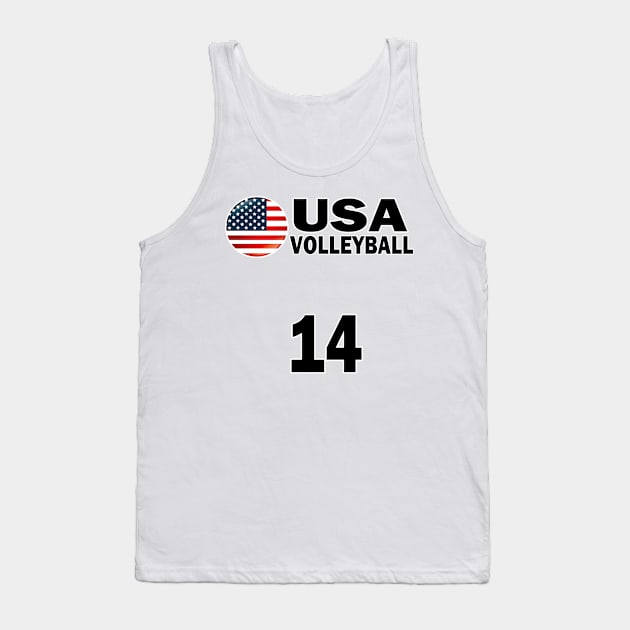 USA Volleyball #14 T-shirt Design Tank Top by werdanepo